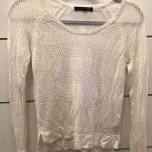 Rag & Bone white mesh striped raglan long sleeve